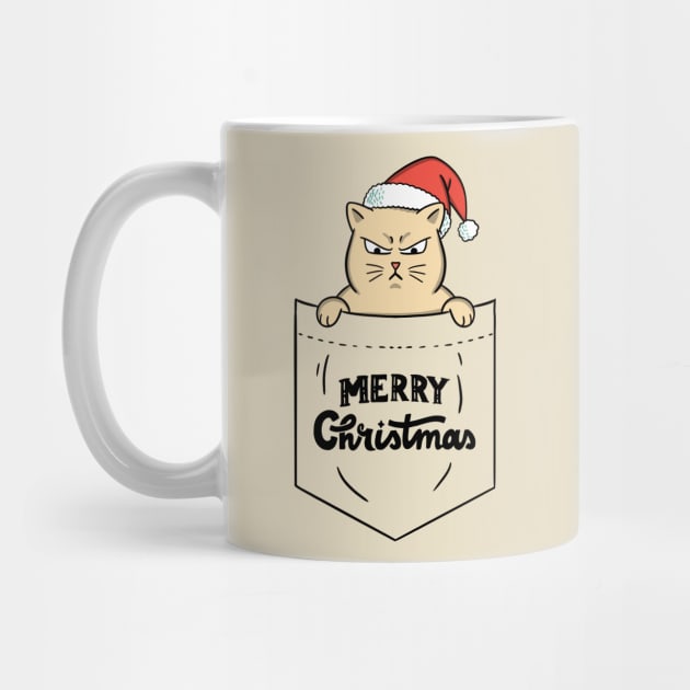 Cat merry christmas pocket by coffeeman